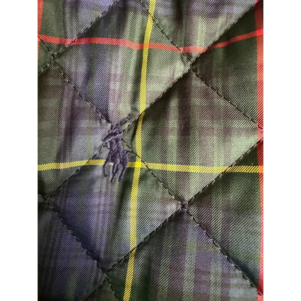 Ralph Lauren Kids Green Plaid Quilted Jacket Zip Up Coat Size L 12/14